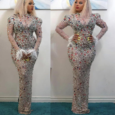 Sexy Elastic Mesh African Dresses Women-WF01505-Veeddydropshipping
