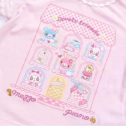 Kids Girl Cartoon Print Embroidered Short T-shirt-TB00924-Veeddydropshipping