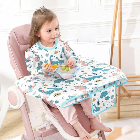 Weaning Bib Attaches &amp; Fully Cover to Baby Highchair Long Sleeves-Veeddydropshipping-6