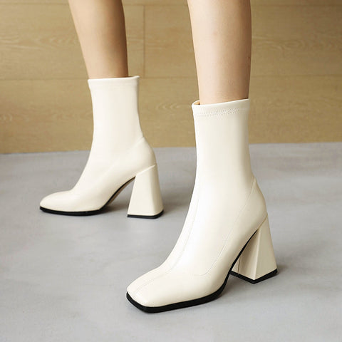 Boots Comfortable Thick High Heels Autumn Winter-BS00965-Veeddydropshipping
