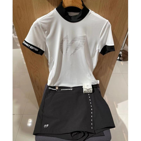 Golf women's summer stand collar short sleeve printed T-shirt side mesh -OS00886-Veeddydropshipping