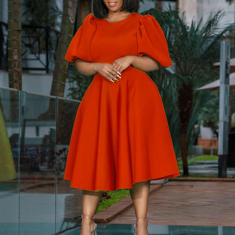 African Dresses Women Half Sleeve O-neck-Veeddydropshipping