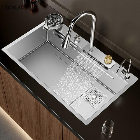 Nanometer Waterfall Kitchen Sink-TI00624-Veeddydropshipping