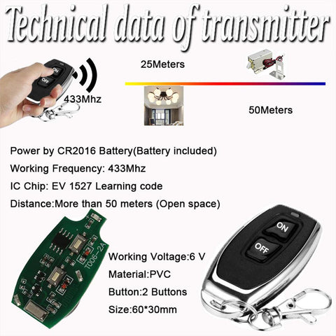 DIY Wireless 433MHz Universal Remote Control Switch dc 12v 24v 48v-TI01141-Veeddydropshipping
