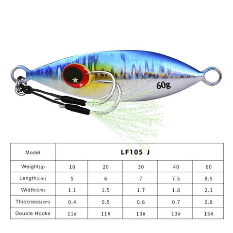 Inchiku Metal Slow Jig Fishing Hard Artificial Bionics Bait 30g 40g 60g Jigging Lure -OS00367-Veeddydropshipping