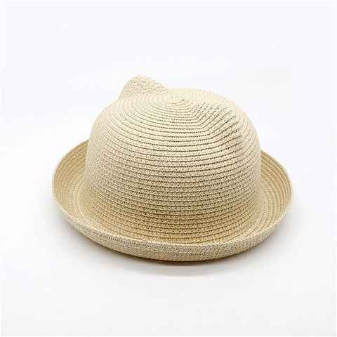 Cute Baby Hat With Ears Summer Straw Mesh Baby Girl Boy Hat Kids Snapback-TB00476-Veeddydropshipping