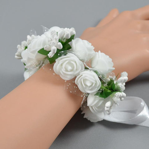 Artificial Rose Wedding Flower Bridesmaid Head Hand Ring-HA00758-Veeddydropshipping