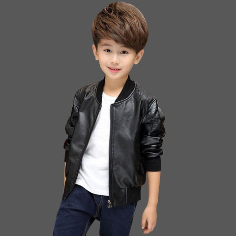 Boys Coats Autumn Winter Fashion Korean Leather Jacket-Veeddydropshipping
