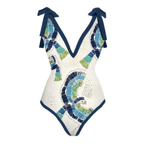 Deep V Print One Piece Swimsuit Summer Beach Wear Swimming Suit 2022 Luxury Shorts -OS00049-Veeddydropshipping