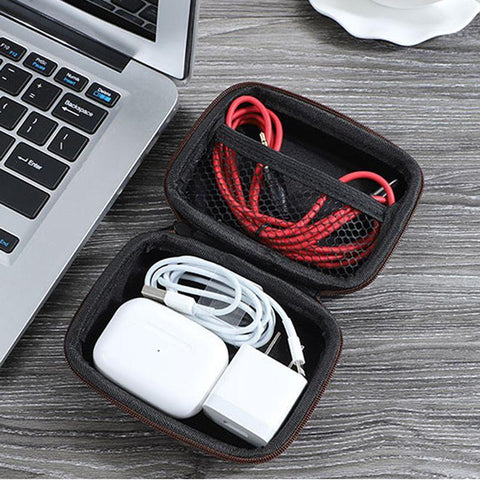 Portable USB Data Cable Organizer Leather Earphone Storage Leather Bag Headphone Case-PA00911-Veeddydropshipping