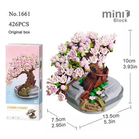 Mini Bouquet Building Blocks Flowers Succulent Cherry Blossom Bonsai 3D Model-TB01475-Veeddydropshipping