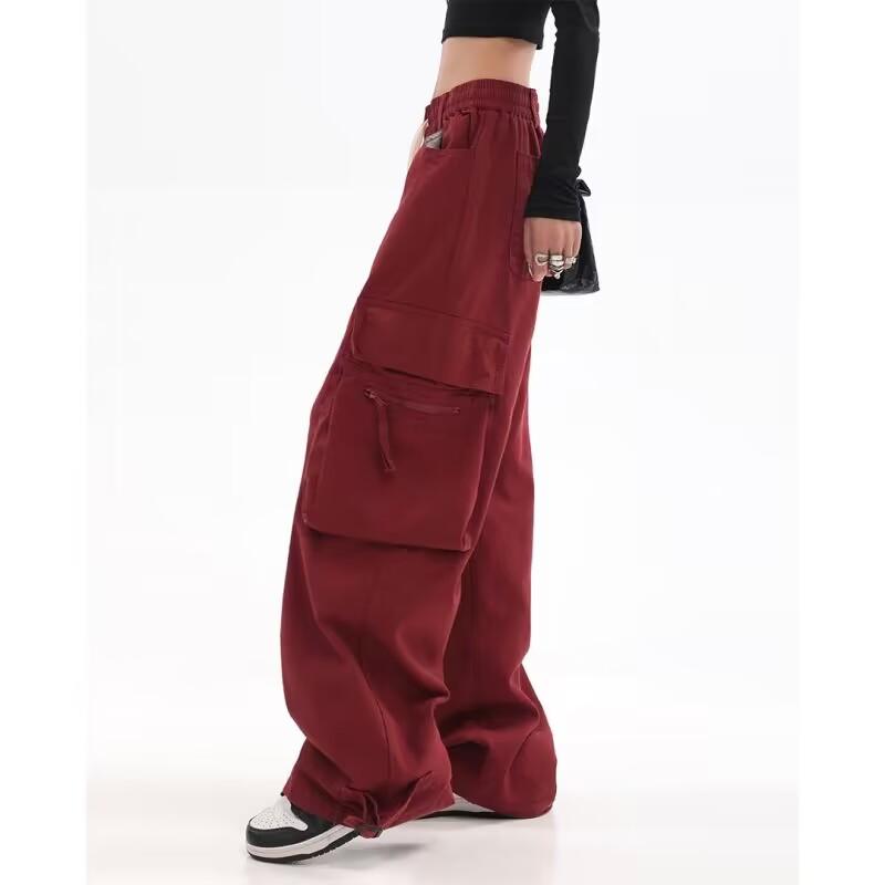 Vintage Women Cargo Pants Low Waist Trousers-WF00510-Veeddydropshipping