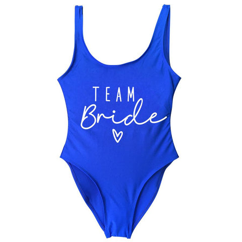 S-3XL Gold Print Team Bride One-Piece Swimsuit Squad Women Swimwear Bachelorette -OS00098-Veeddydropshipping