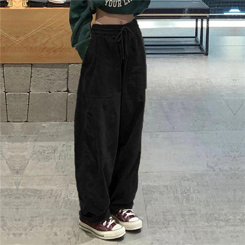Women Cargo Pants High Waist Baggy Wide Leg Pants-WF00374-Veeddydropshipping