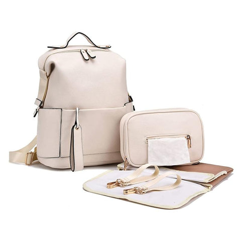 Diaper Bag Backpack for Mom Pu Leather Multifunctional-TB00207-Veeddydropshipping