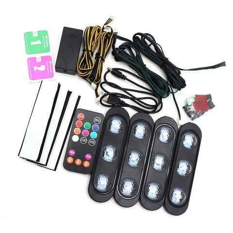 4pcs Car LED Starry Foot Light USB Atmosphere Ambient DJ Mixed-AM00545-Veeddydropshipping