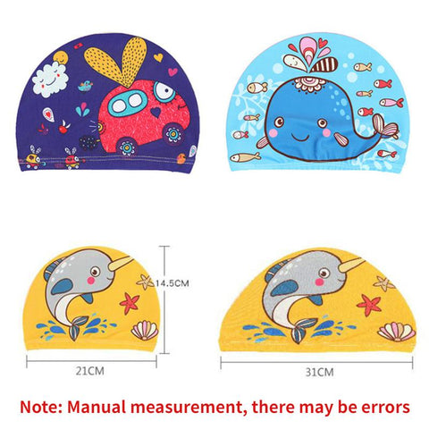 Swimming Cap for Children Elastic Fabric Cute Cartoon for Long Hair Lovely Kids-OS00106-Veeddydropshipping