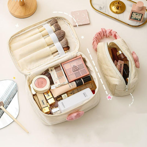 Bag Set Zipper Large Soft Corduroy Cosmetic Bag Female Travel-BS00546-Veeddydropshipping