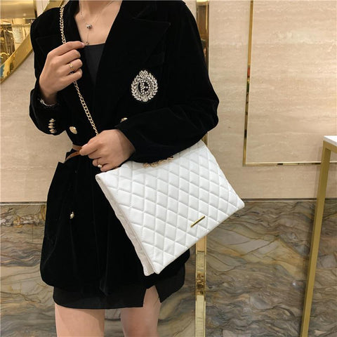 Plaid Pu Leather Crossbody Bags For Women Large Envelope-BS00116-Veeddydropshipping