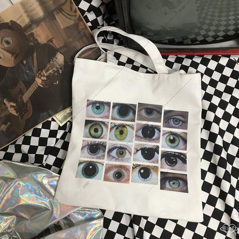 shoulder bag punk shopper bag Gothic eye print canvas bag Vintage-BS00072-Veeddydropshipping