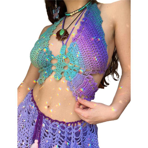 Women Print Knitted Crop Camisole Fairy Sleeveless Backless Streetwea-Veeddydropshipping