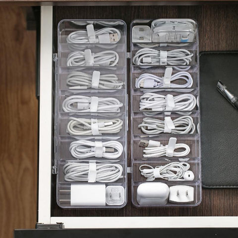 Cable Storage Box Transparent Plastic Data Line Storage Container Desk Stationery Makeup Organizer Key-PA00848-Veeddydropshipping