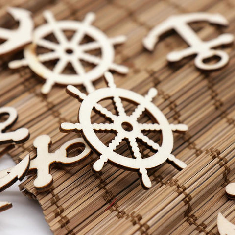 Anchor Rudder Shape Hollow Wooden Ornament-HA00626-Veeddydropshipping