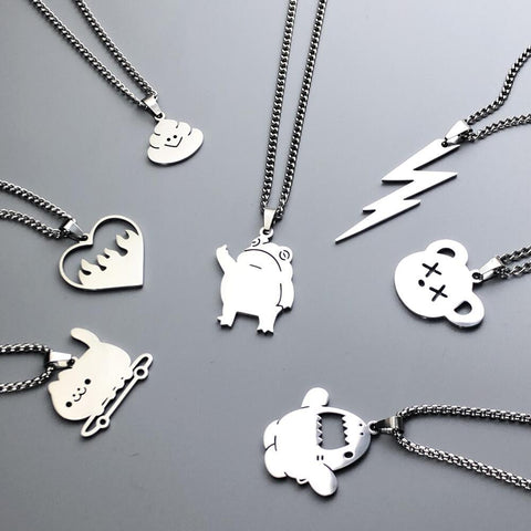 Steel Pendant Necklace For Women Men Cute Korean Fashion -JW01193-Veeddydropshipping