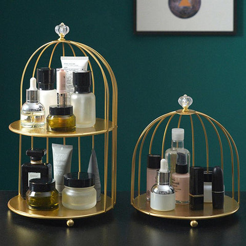 Metal Bird Cage Cosmetic Storage Organizer Lipstick-HA00790-Veeddydropshipping