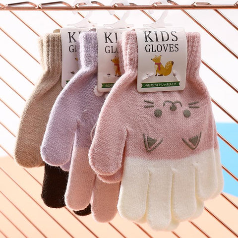 3-6 Year Baby Boy Girl Winter Gloves Cute Cartoon Bear Cat Glove-TB00734-Veeddydropshipping