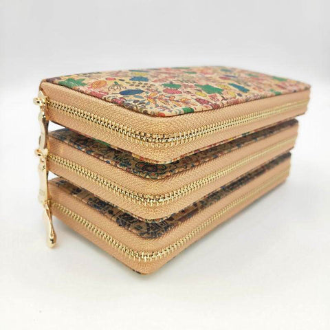 Ladies Cell Phone Pocket Flowers Printed Card Holder Zipper-BS00209-Veeddydropshipping