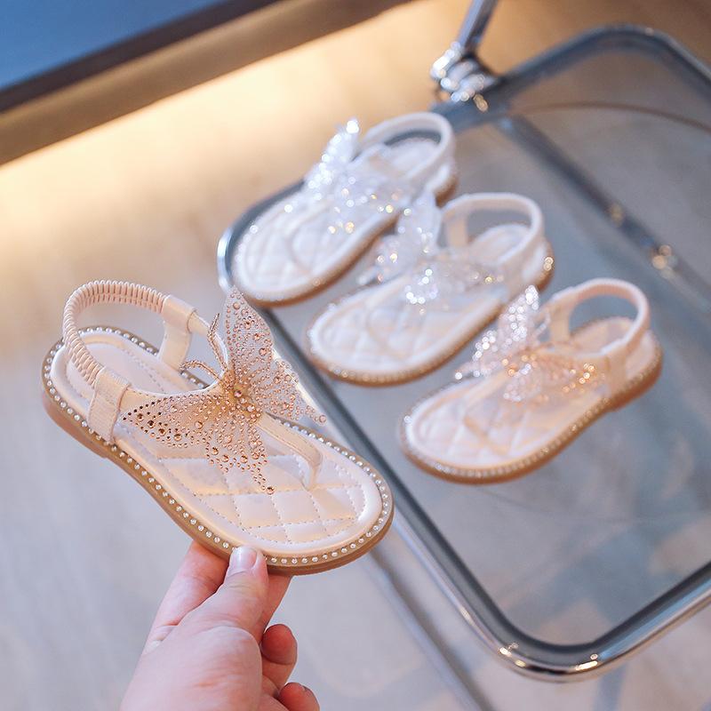 Rhinestone Butterfly Shoes for Kids Girls Flip Flops Jelly Sandals Shoes-TB00181-Veeddydropshipping