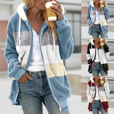 Plus Size Women Warm Plush Jackets Loose Fleece Coats-Veeddydropshipping