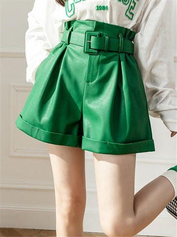 PU Faxu Leather Women Shorts Pants-WF00590-Veeddydropshipping