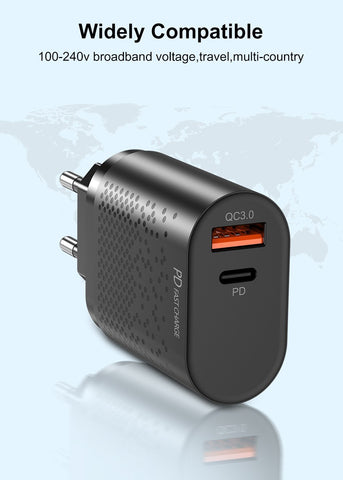 US Standard Charging Plug 3.0 Fast Charge PD Charger 18W for Apple Android -CE00157-Veeddydropshipping