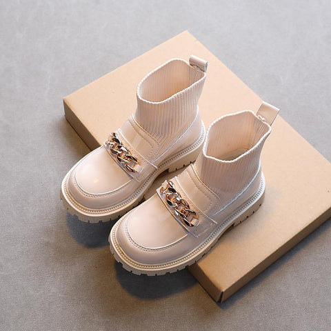 Children Fur Short Ankle Boots Toddlers Girls PU Leather Shoes-TB00140-Veeddydropshipping