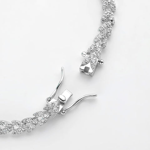925 Sterling Silver Sparkling Carbon Diamond Ears Bracelet -JW00910-Veeddydropshipping