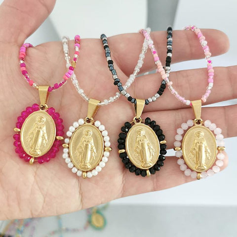 Mary Stainless Steel Pendant Charm Necklace Women  -JW00187-Veeddydropshipping