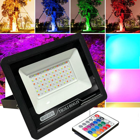 RGB LED Floodlight 100W Flood Light Remote Control Outdoor Wall Washer Lamp-TI00871-Veeddydropshipping