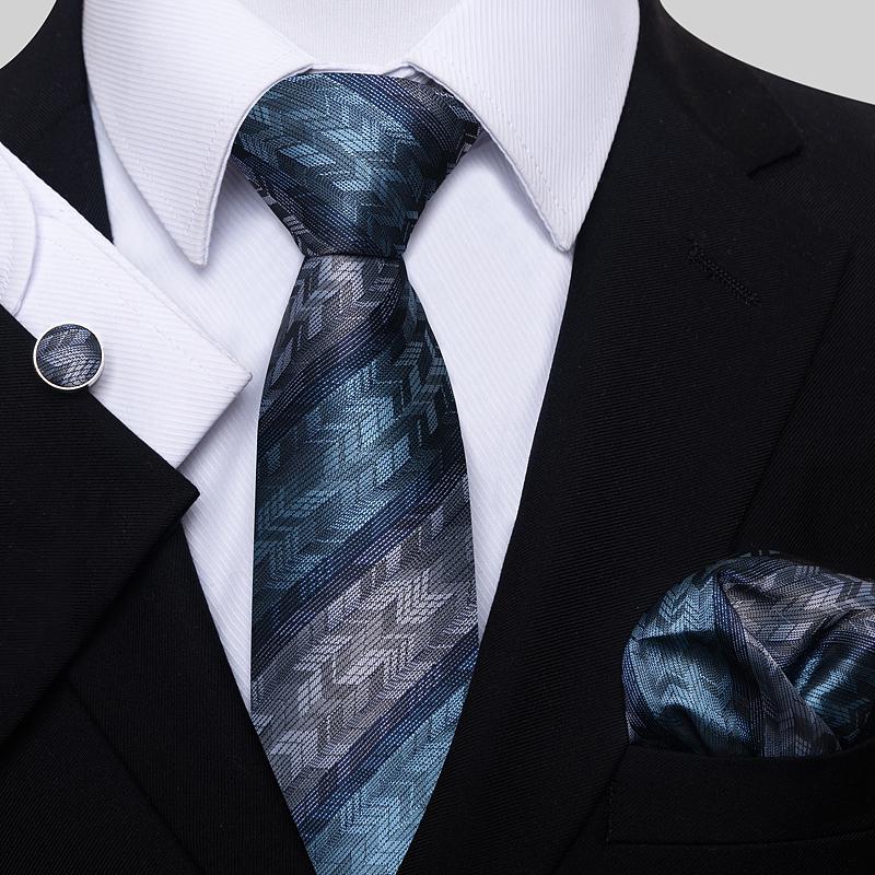 100% Silk 8 cm Cufflink Set Men  Necktie hombre Formal Clothing-JW01324-Veeddydropshipping