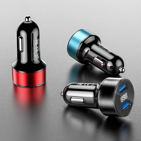 3.1A QC3.0 2 USB Car Charger 12-24V LED Digital Car Adapter-PA01124-Veeddydropshipping