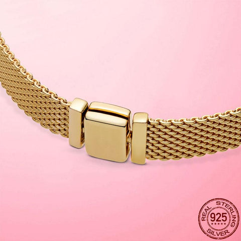 Mesh Bracelet 925 Silver Gold Color Sparkling Clasp  Bracelet -JW00926-Veeddydropshipping