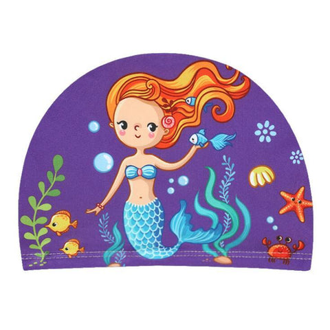 Swimming Cap for Children Elastic Fabric Cute Cartoon for Long Hair Lovely Kids-OS00106-Veeddydropshipping