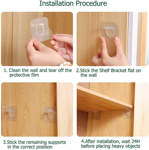 Adhesive Closet Cabinet Shelf Support Clip Wall Hanger-HA00865-Veeddydropshipping