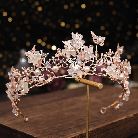 Tiara Butterfly Hairband Wedding Hair Accessories Princess  -JW00511-Veeddydropshipping