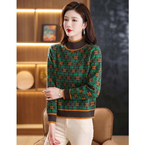 Women Vintage Long Sleeve Sweaters Neck Loose-Veeddydropshipping