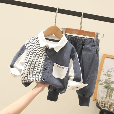 Autumn spring  2pcs Children striped Coat Long Sleeve Boy Baby Sets-TB01218-Veeddydropshipping