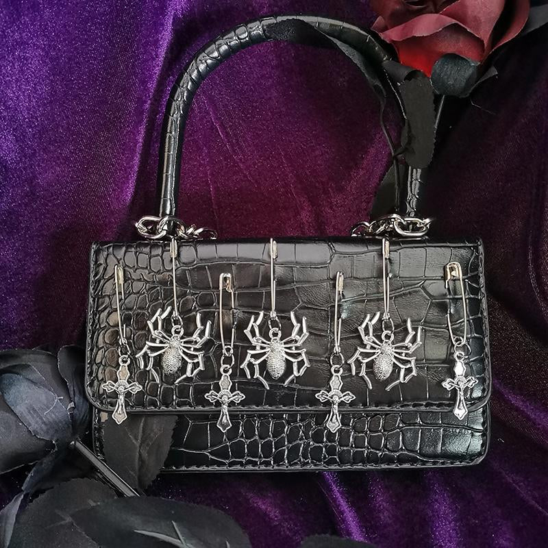 Women Metal Punk Rock Small Handbag Woman Spider Cross-BS00129-Veeddydropshipping