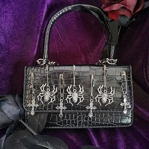 Women Metal Punk Rock Small Handbag Woman Spider Cross-BS00129-Veeddydropshipping