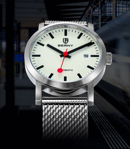 Automatic  Luminous Stainless Steel  Mechanical Swiss Railway Watch-JW00621-Veeddydropshipping